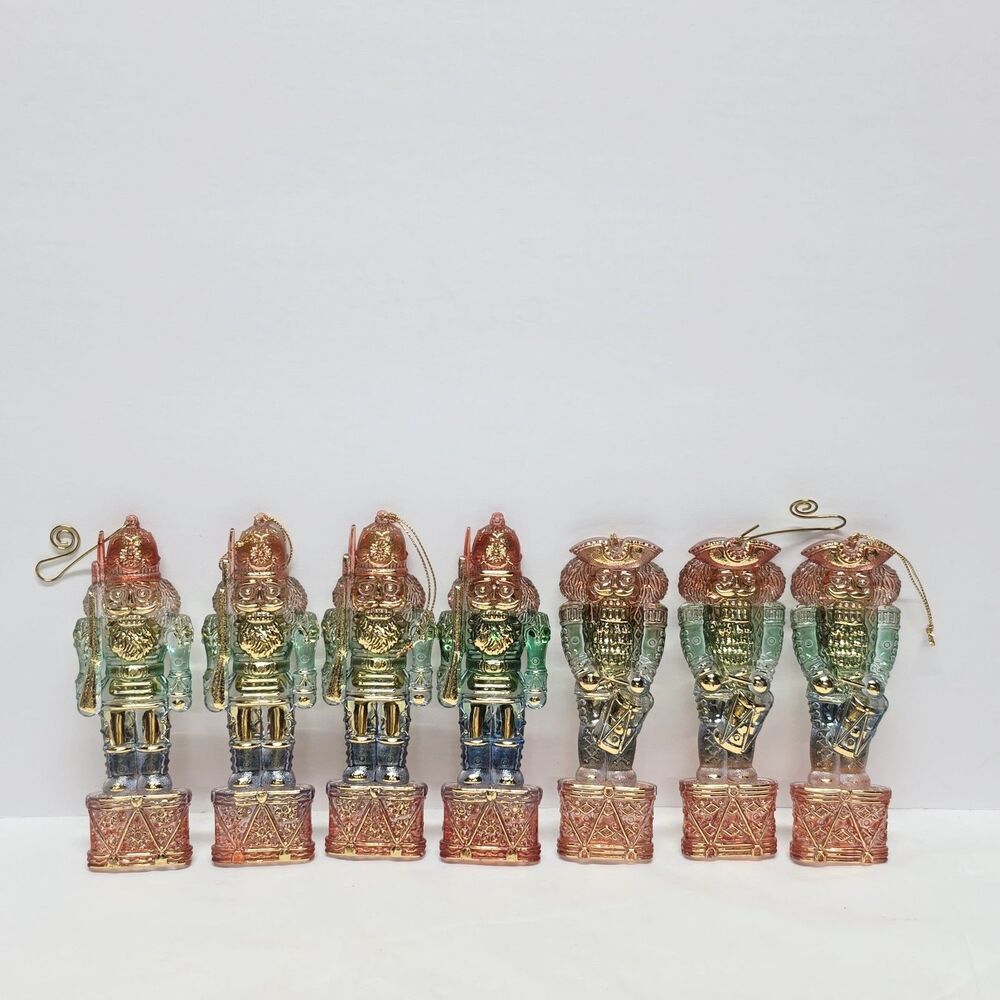 Vintage 90s Nutcracker Christmas Tree Ornaments Set of 7 Retro Style